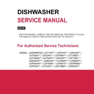 Lg lsdf9897 lsdts988 service manual cover dishwasher service manual with model codes and service caution notice