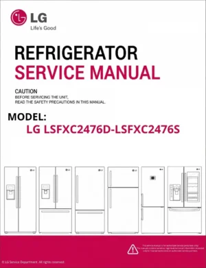Lg lsfxc2476d lsfxc2476s refrigerator service manual cover with model code