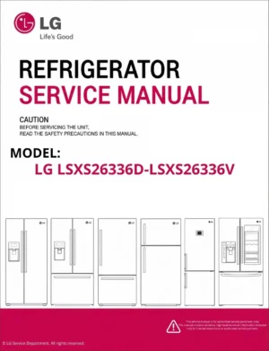 Lg lsxs26336d lsxs26336v refrigerator service manual cover with model code