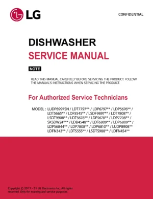 Lg ludp8908 sksdw24 service manual cover dishwasher service manual with model codes and service caution notice