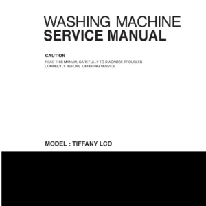 Lg wd 1250erda service manual cover with LG logo, service website path, washer model codes and service caution notice