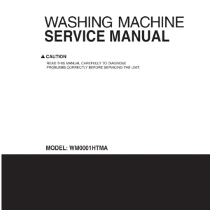 Lg wm0001h wm0001htma service manual cover with LG logo, service website path, washer model codes and service caution notice