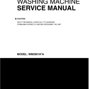 Lg wm2901h wm2901hv wm2901hva service manual cover with LG logo, service website path, washer model codes and service caution notice