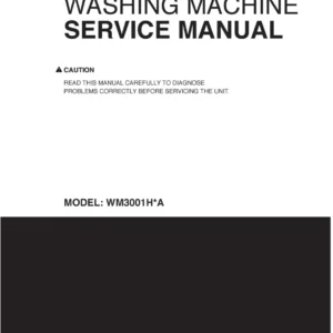 Lg wm3001hra wm3001hwa wm3001hpa service manual cover with LG logo, service website path, washer model codes and service caution notice