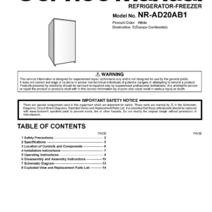 Panasonic nr ad20ab1 service manual cover with LG logo, service website path, washer model codes and service caution notice