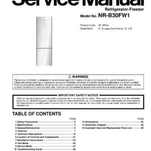 Panasonic nr b30fw1 service manual cover with LG logo, service website path, washer model codes and service caution notice