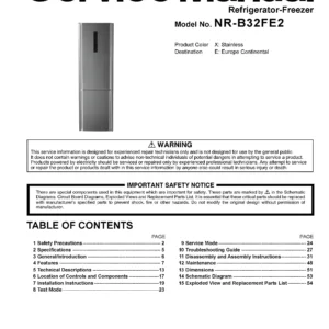 Panasonic nr b32fe2 service manual cover with LG logo, service website path, washer model codes and service caution notice