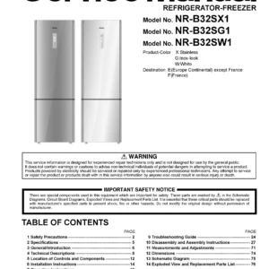 Panasonic nr b32sx1 b32sg1 b32sw1 service manual cover with LG logo, service website path, washer model codes and service caution notice