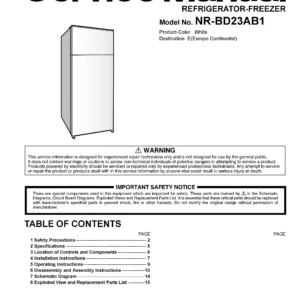 Panasonic nr bd23ab1 service manual cover with LG logo, service website path, washer model codes and service caution notice