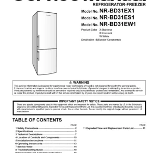 Panasonic nr bd31ew1 service manual cover with LG logo, service website path, washer model codes and service caution notice