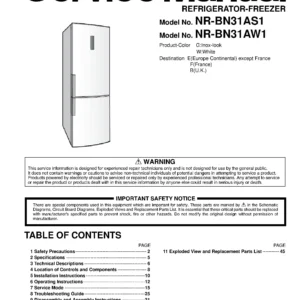 Panasonic nr bn31as1 bn31aw1 service manual cover with LG logo, service website path, washer model codes and service caution notice