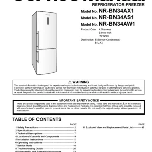 Panasonic nr bn34ax1 bn34as1 bn34aw1 service manual cover with LG logo, service website path, washer model codes and service caution notice