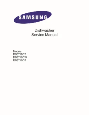 Samsung db3710db db5710dt db3710dw service manual cover dishwasher service manual with model codes and service caution notice