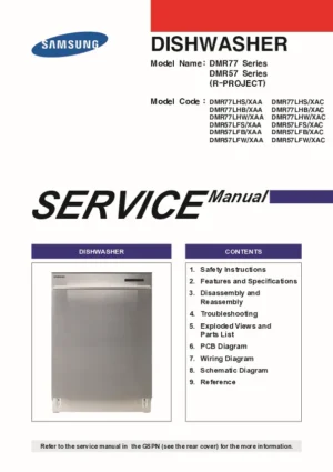 Samsung dmr77lhs service manual cover dishwasher service manual with model codes and service caution notice