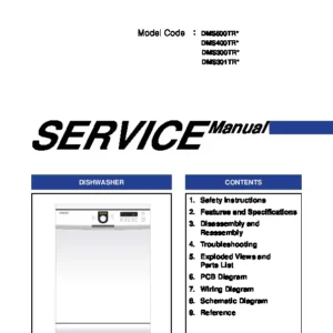 Samsung dms300trs dms300trw service manual cover dishwasher service manual with model codes and service caution notice
