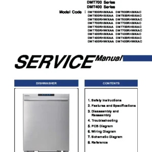 Samsung dmt400rhw service manual cover dishwasher service manual with model codes and service caution notice