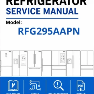 Samsung rfg295aapn service manual cover with model code and showing a line drawing of the refrigerator
