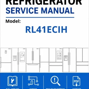 Samsung rl41ecih service manual cover with model code and showing a line drawing of the refrigerator
