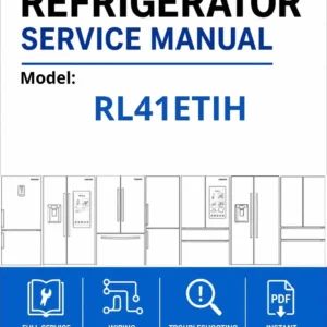 Samsung rl41etih service manual cover with model code and showing a line drawing of the refrigerator