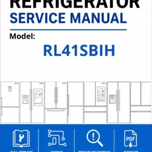 Samsung rl41sbih service manual cover with model code and showing a line drawing of the refrigerator
