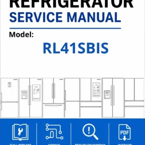 Samsung rl41sbis service manual cover with model code and showing a line drawing of the refrigerator
