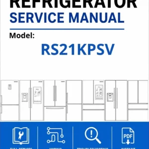 Samsung rs21kpsv service manual cover with model code and showing a line drawing of the refrigerator