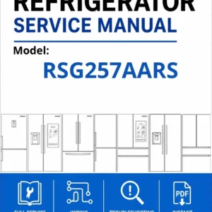 Samsung rsg257aars service manual cover with model code and showing a line drawing of the refrigerator