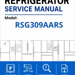 Samsung rsg309aars service manual cover with model code and showing a line drawing of the refrigerator