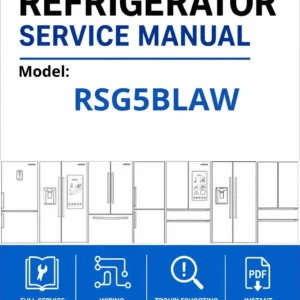 Samsung rsg5blaw service manual cover with model code and showing a line drawing of the refrigerator