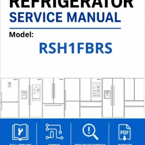 Samsung rsh1fbrs service manual cover with model code and showing a line drawing of the refrigerator