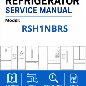 Samsung rsh1nbrs service manual cover with model code and showing a line drawing of the refrigerator