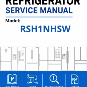 Samsung rsh1nhsw service manual cover with model code and showing a line drawing of the refrigerator
