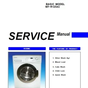 Samsung wf 6450s4v wf 6452s4v service manual cover cover with photo of the washing machine, model code and type and manual contents
