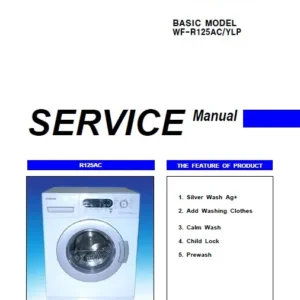 Samsung wf 6520s6v service manual cover cover with photo of the washing machine, model code and type and manual contents