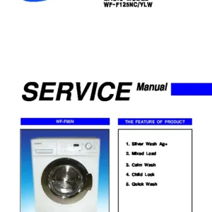 Samsung wf j125n service manual cover cover with photo of the washing machine, model code and type and manual contents