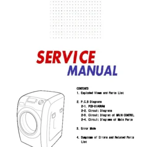 Samsung wm1245 service manual cover cover with photo of the washing machine, model code and type and manual contents