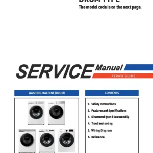 Samsung ww9tt4543th service manual cover cover with photo of the washing machine, model code and type and manual contents