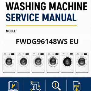 Whirlpool fwdg96148ws eu service manual Whirlpool logo, Whirlpool EMEA customer service, model type, publication date, document number and service manual contents