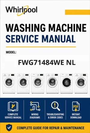 Whirlpool fwg71484we nl service manual Whirlpool logo, Whirlpool EMEA customer service, model type, publication date, document number and service manual contents