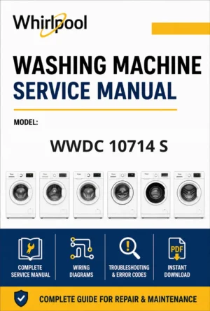 Whirlpool wwdc 10714 s service manual Whirlpool logo, Whirlpool EMEA customer service, model type, publication date, document number and service manual contents