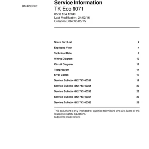 Bauknecht tk eco 8071 service manual cover dryer type and model code, publication date and manual contents