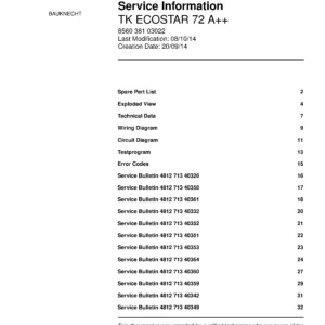 Bauknecht tk ecostar 72 a service manual cover dryer type and model code, publication date and manual contents