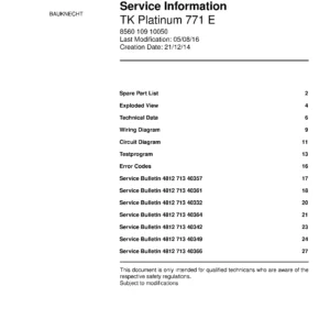 Bauknecht tk platinum 771 e service manual cover dryer type and model code, publication date and manual contents