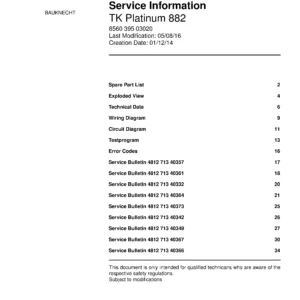 Bauknecht tk platinum 882 service manual cover dryer type and model code, publication date and manual contents