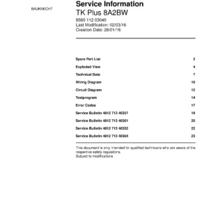 Bauknecht tk plus 8a2bw service manual cover dryer type and model code, publication date and manual contents