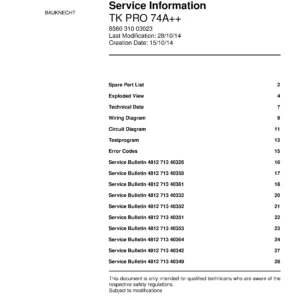 Bauknecht tk pro 74a service manual cover dryer type and model code, publication date and manual contents