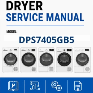 Beko dps 7405 g b5 service manual cover with photo's of Beko dryers, model code and contents