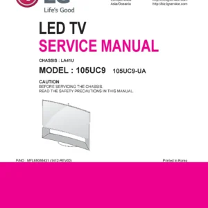 Lg 105uc9 ua service manual cover with photo's of Beko dryers, model code and contents