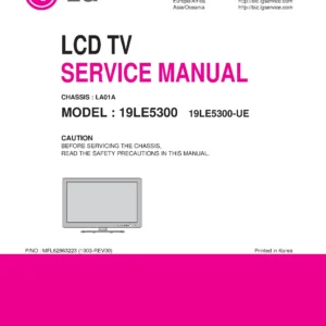Lg 19le5300 service manual cover with photo's of Beko dryers, model code and contents