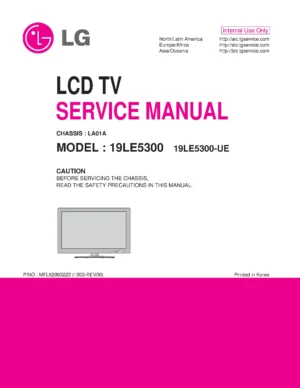 Lg 19le5300 service manual cover with photo's of Beko dryers, model code and contents